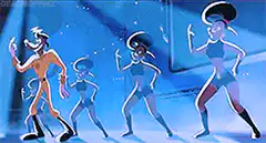 Max Goof dancing with backup dancers