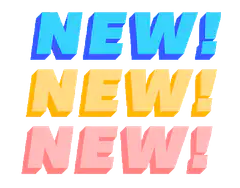 NEW! text in blue yellow pink
