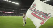 Braves mascot running on field