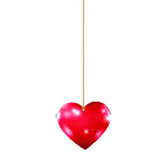 Shiny red heart ornament swinging