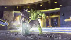 Hulk punches Loki