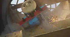 Thomas the Tank Engine sparks on tracks