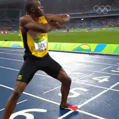 Usain Bolt doing the light saber dance