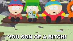 South Park kids on bench with comic