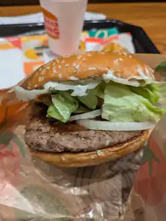 Burger King burger with lettuce and onion
