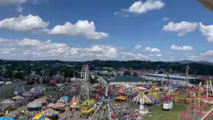 Aerial view of a busy county fair