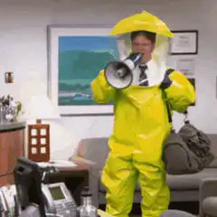 Dwight Schrute in Hazmat Suit with Megaphone