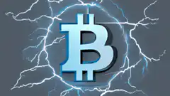 3D Bitcoin Logo Rotating with Lightning