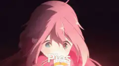 Pink-haired anime girl eating with chopsticks