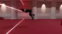 Among Us crewmate dodging lasers
