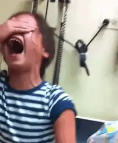 Girl screaming in doctor's office