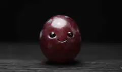 cute grape eating a slice
