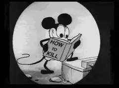 Mickey Mouse reading How to Kill