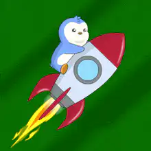 Penguin riding a rocket