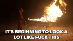 Santa watching tree burn