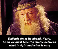 Dumbledore difficult times lie ahead Harry