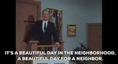 Mr. Rogers enters his house