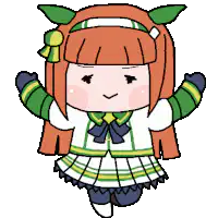 Chibi girl in green and white outfit