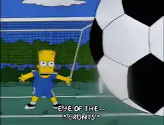 Bart Simpson gets hit by soccer ball
