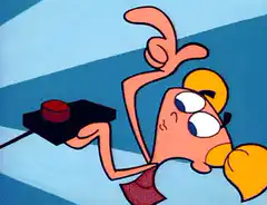 Dexter presses button and rabbit gets zapped