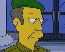 Homer and Skinner in military uniforms