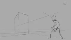 stick figure hits box with laser