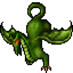 pixel art green dragon breathing fire