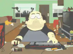 Fat guy playing video games