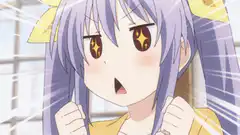 Anime girl with sparkling eyes and clenched fists