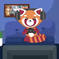 Red panda playing video game