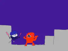 Ninja fights red monster