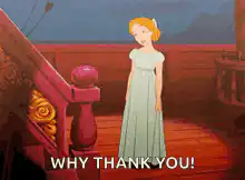 Cinderella curtsying on a ship deck