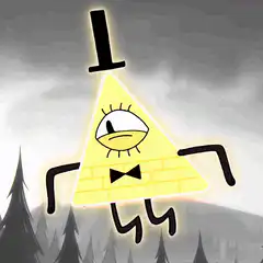 Bill Cipher glowing in the sky