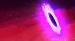 Anime character flying into a black hole