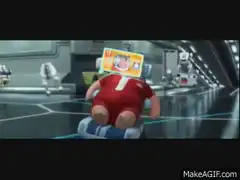 Wreck-It Ralph on a hoverboard