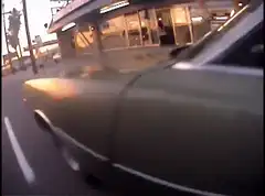 Car ride with friends at sunset