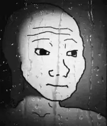 Sad Pepe the Frog in the rain