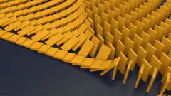 yellow dominoes falling