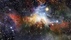 Colorful nebula morphing into dark space