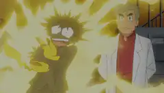 Ash Ketchum electrocuted by Pikachu