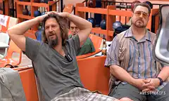 Dude and Walter in bowling alley
