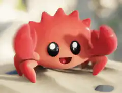 Cute red crab toy waving
