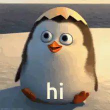 Baby penguin waves hi
