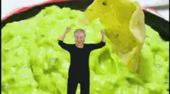 Julia Child dancing with guacamole