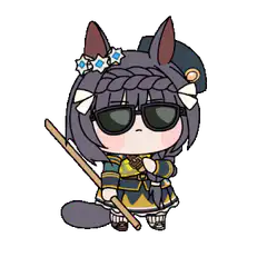 Chibi horse girl with sunglasses and broom