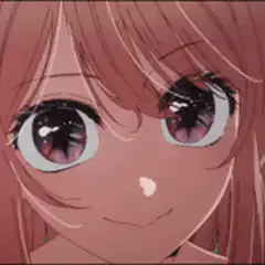 anime girl blushes and smiles