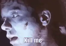Man with tear saying kill me