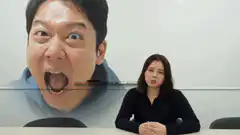 Man screaming next to calm woman