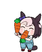 Chibi horse girl eating carrots