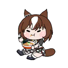 Chibi horse girl eating ramen